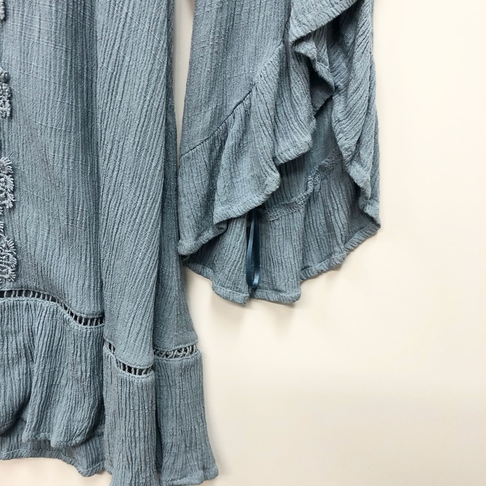 Style & Co 3/4 ruffle sleeve Boho top Size Large - Picture 3 of 6